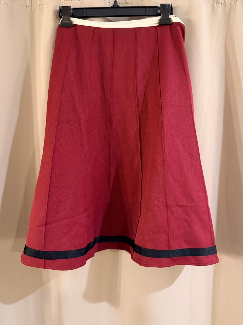 NWT DE Collections Red A-Line Skirt with Contrast Trim